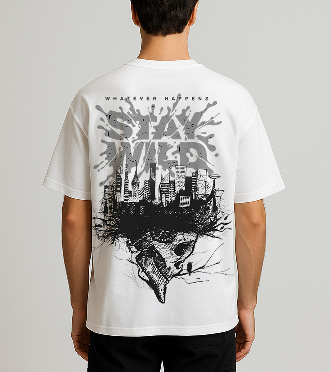 Cityscape Skull - Oversized Tee